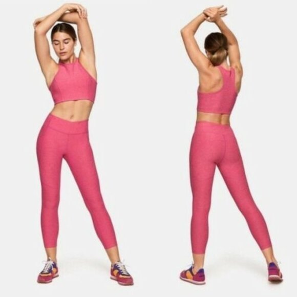 Outdoor Voices Flamingo Pink Crop Warm Up Leggings - Picture 2 of 10